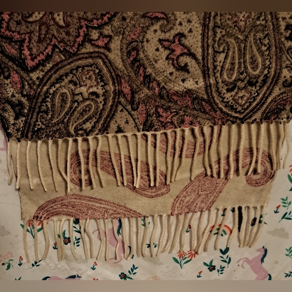 NWOT Amicale Paisley Cashmere Reversible Cottage Casual Boho Neutral Scarf Wrap - Picture 7 of 10